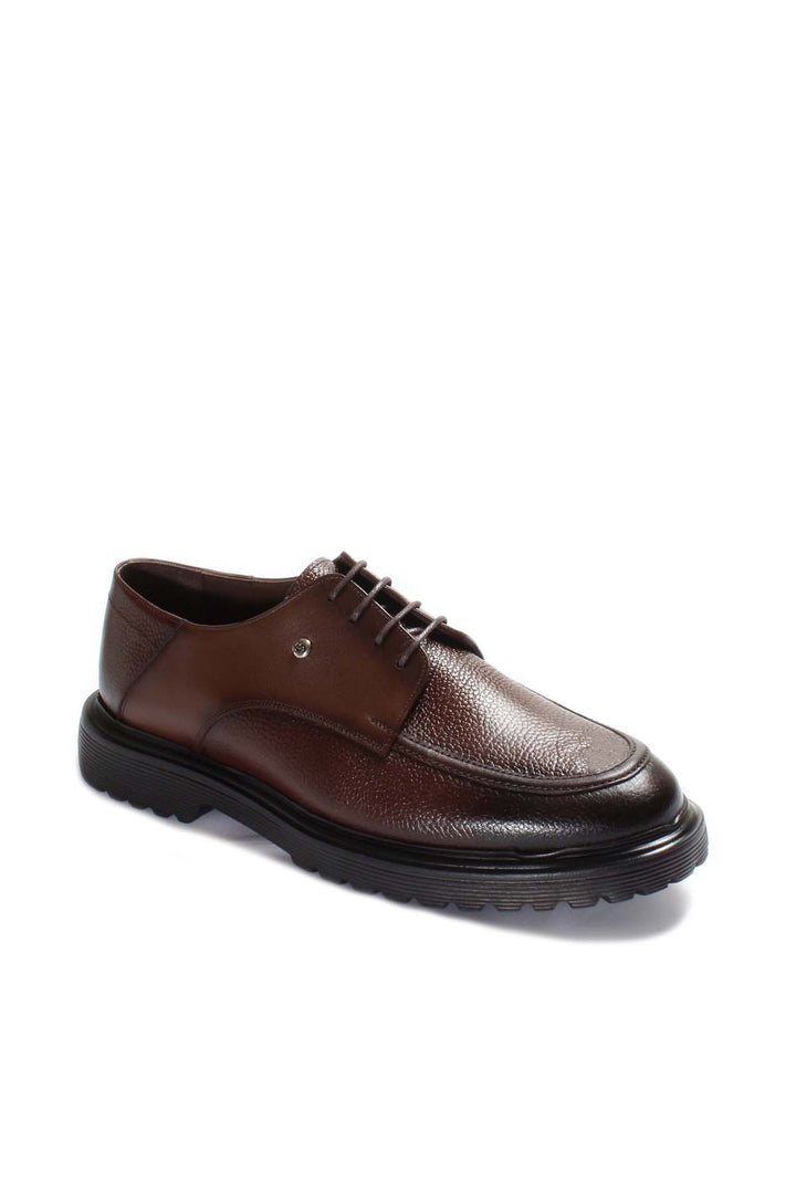 Brown Derby Leather Shoes-Wessi