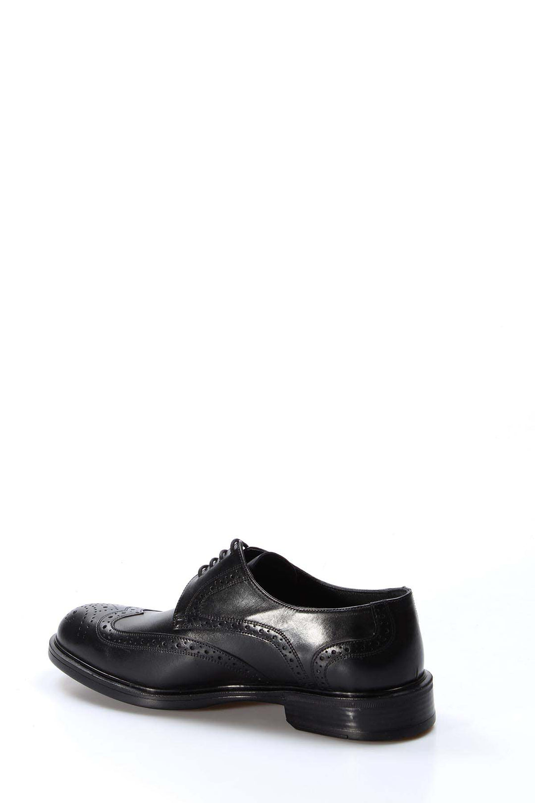 Men's Black Leather Brogue Shoes with Wingtip Detailing - Wessi