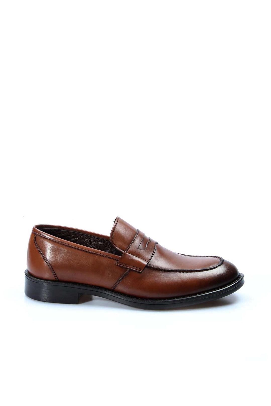 Men's Brown Leather Penny Loafers-Wessi