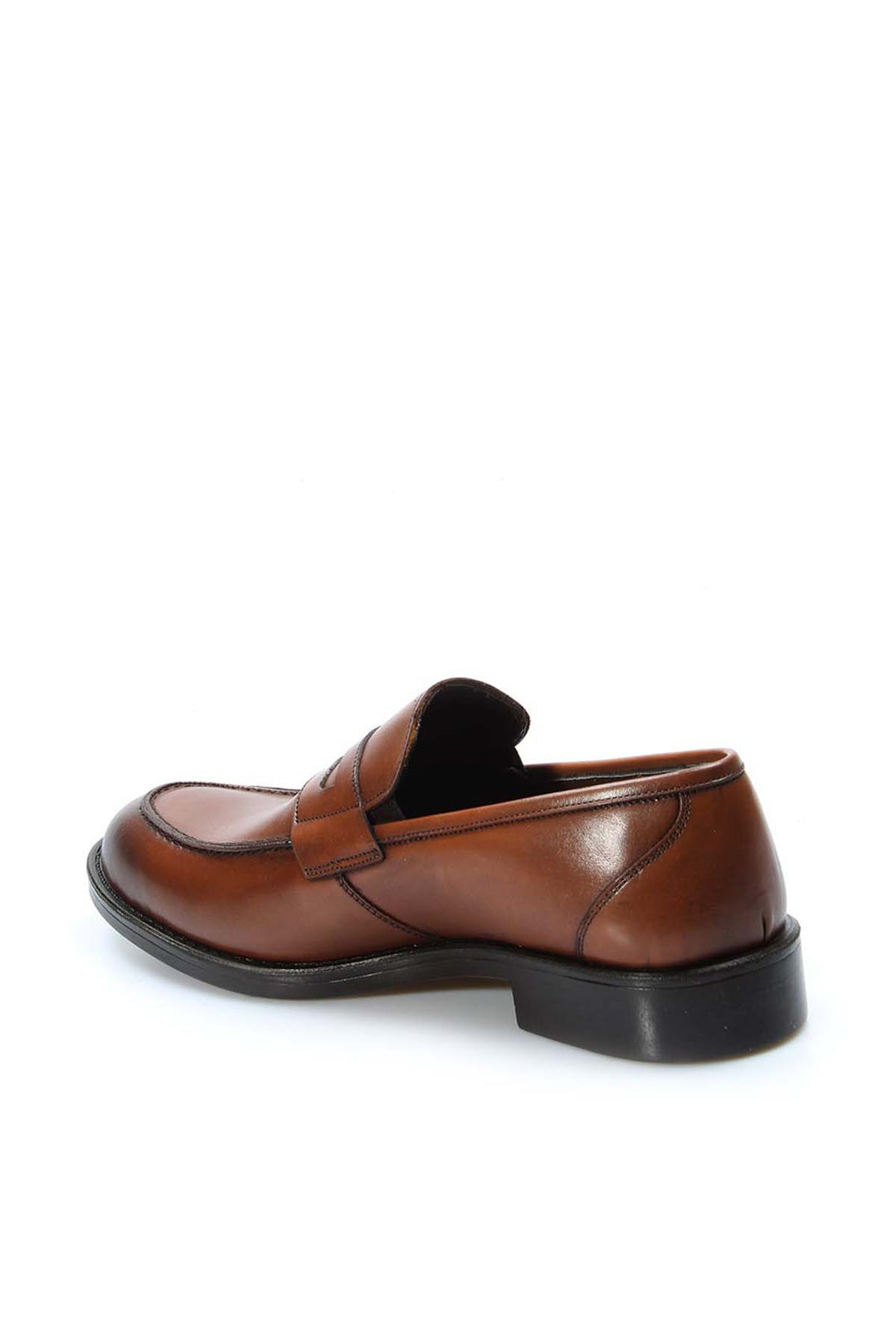 Men's Brown Leather Penny Loafers-Wessi