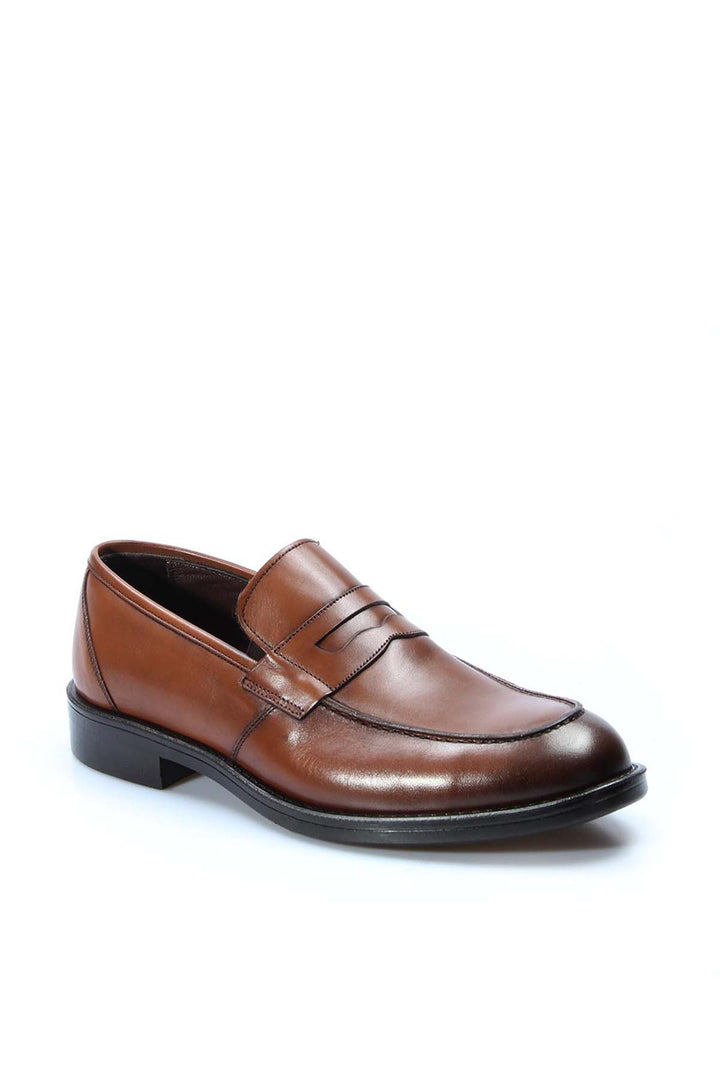 Men's Brown Leather Penny Loafers-Wessi