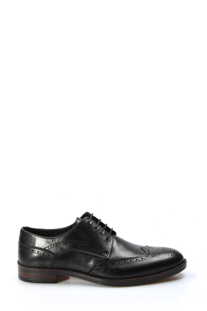 Zapatos Oxford Brogue de cuero negro para hombre-Wessi