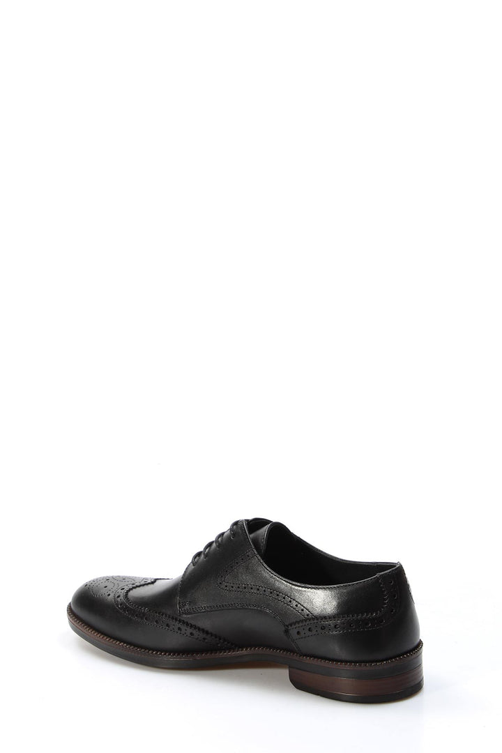 Zapatos Oxford Brogue de cuero negro para hombre-Wessi