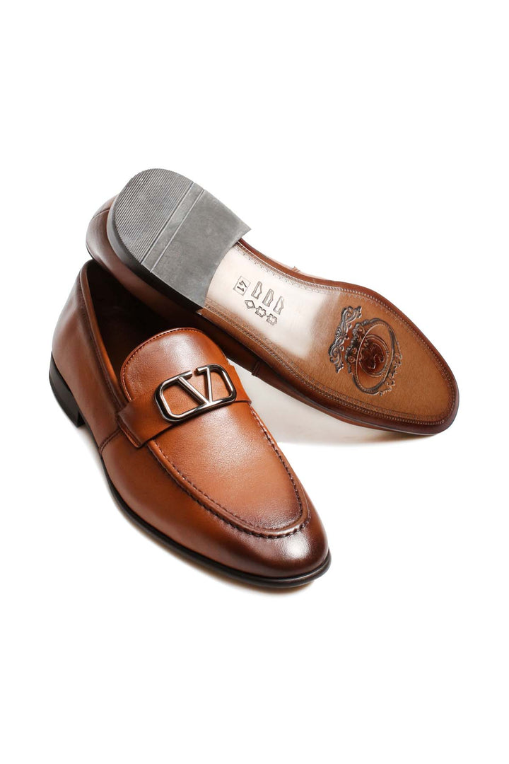 Brown Leather Slip-On Loafers-Wessi