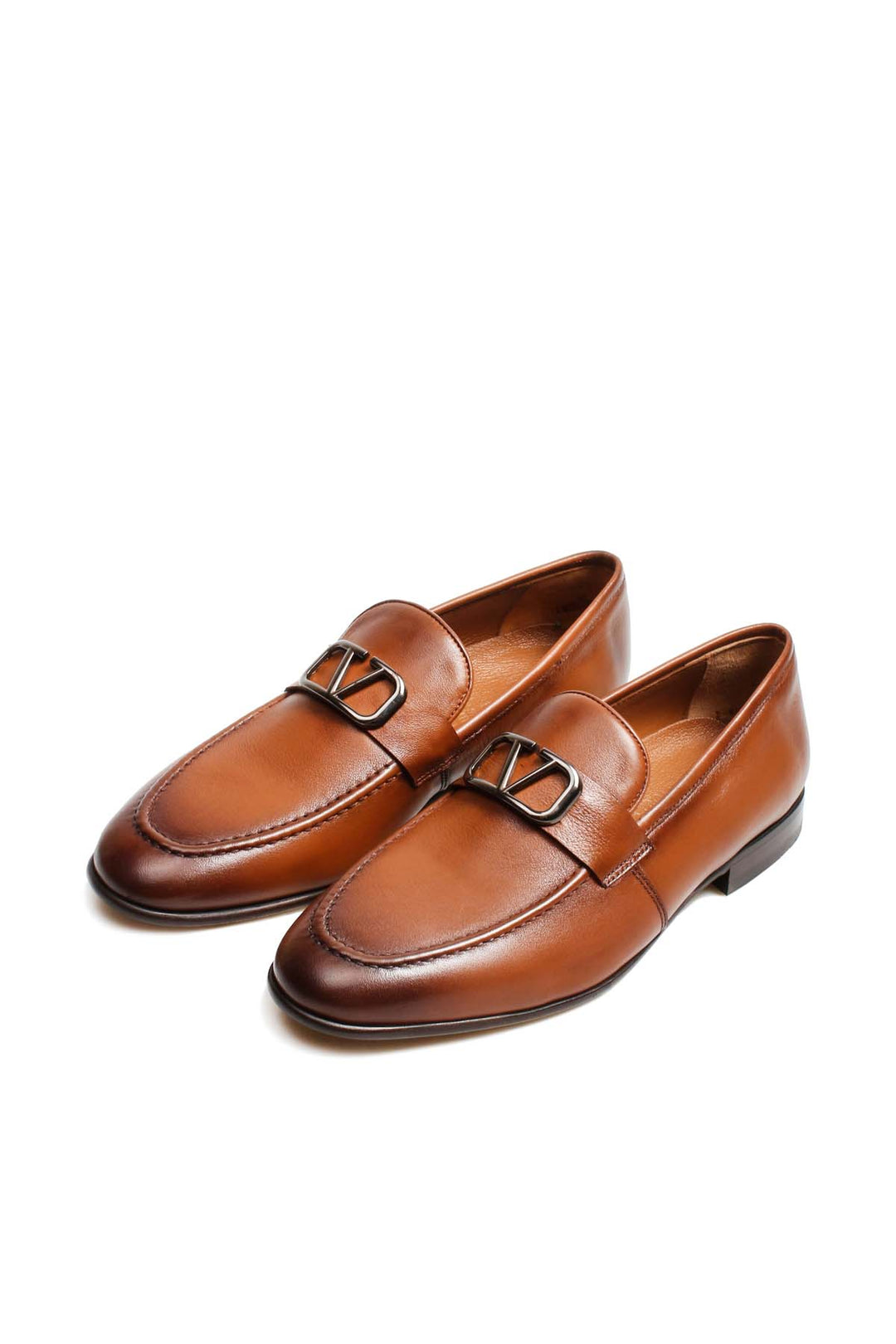 Brown Leather Slip-On Loafers-Wessi