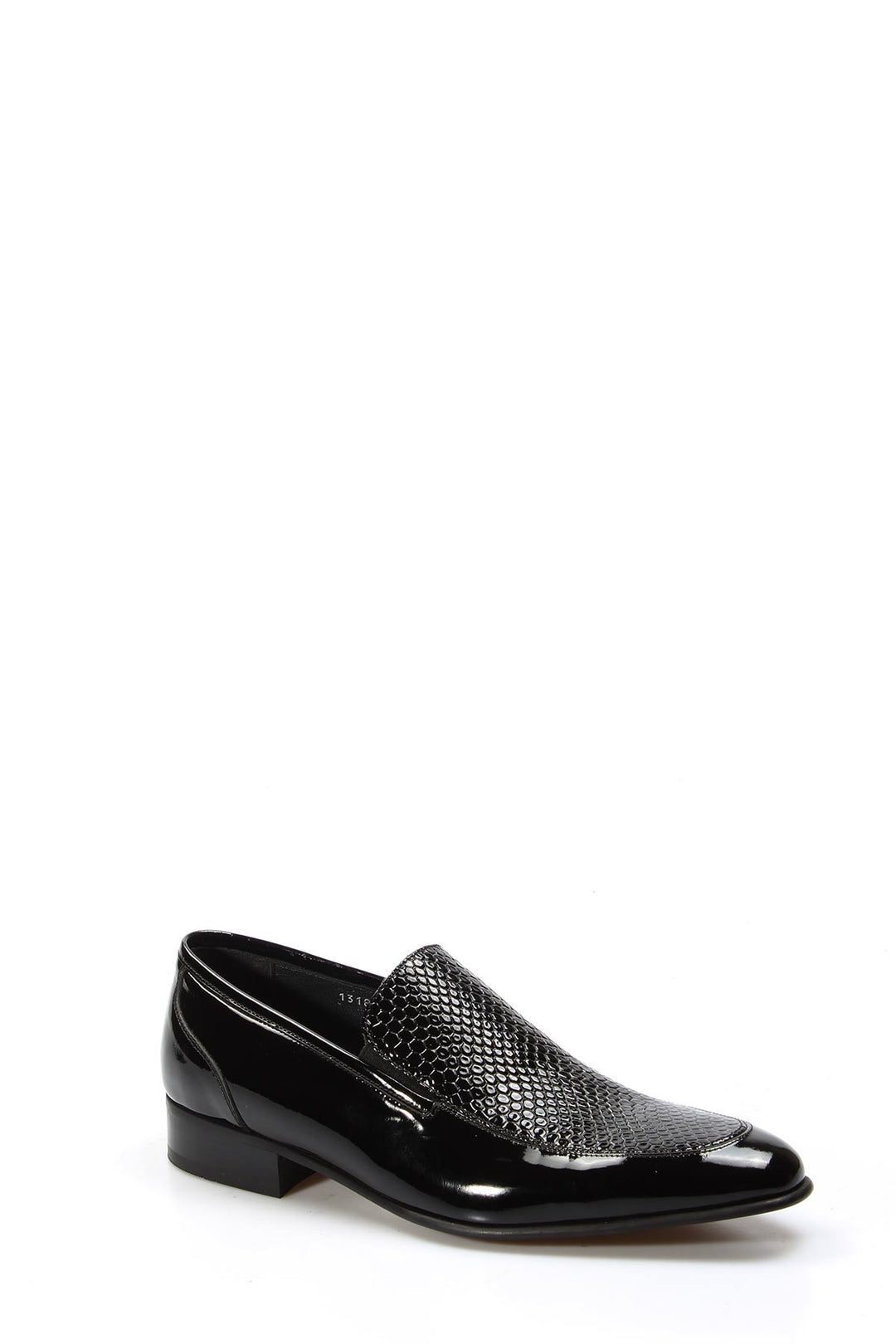 Black Patent Leather Textured Loafers Wessi