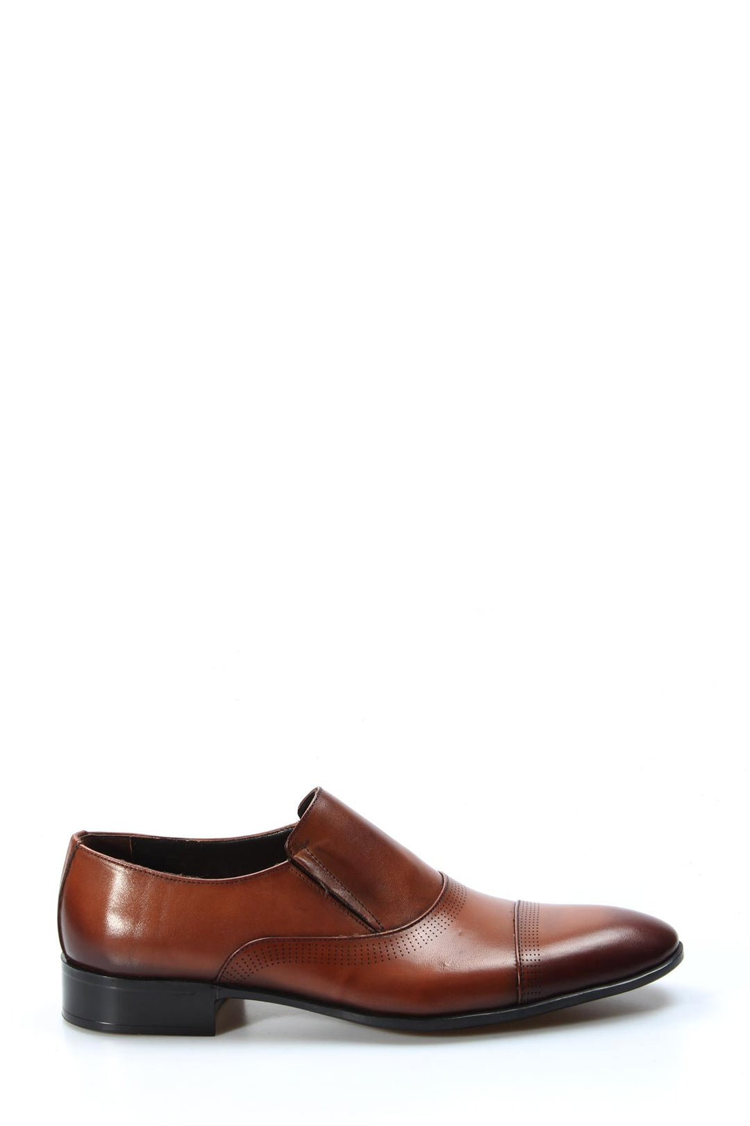 Men's Brown Leather Cap Toe Dress Shoes-Wessi