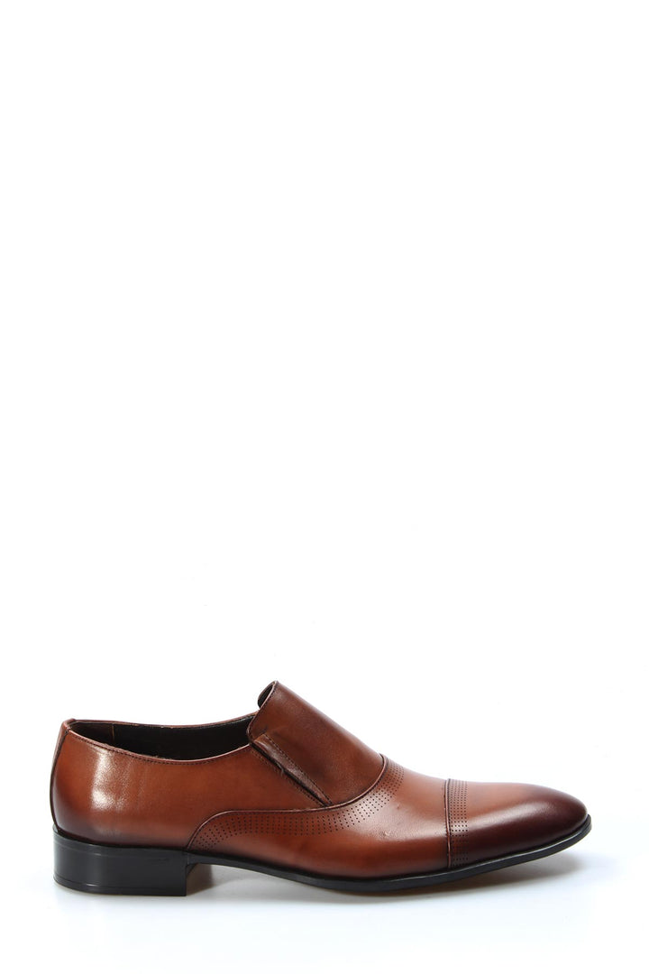 Men's Brown Leather Cap Toe Dress Shoes-Wessi