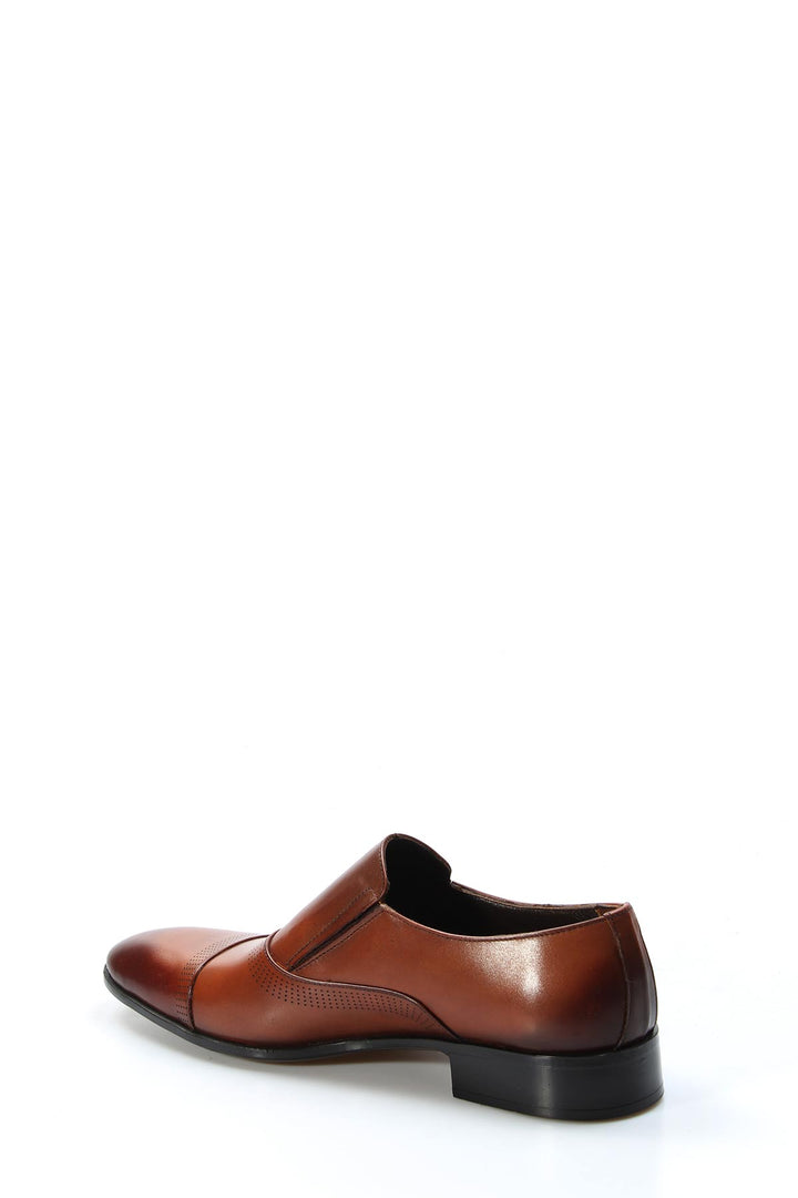 Men's Brown Leather Cap Toe Dress Shoes-Wessi