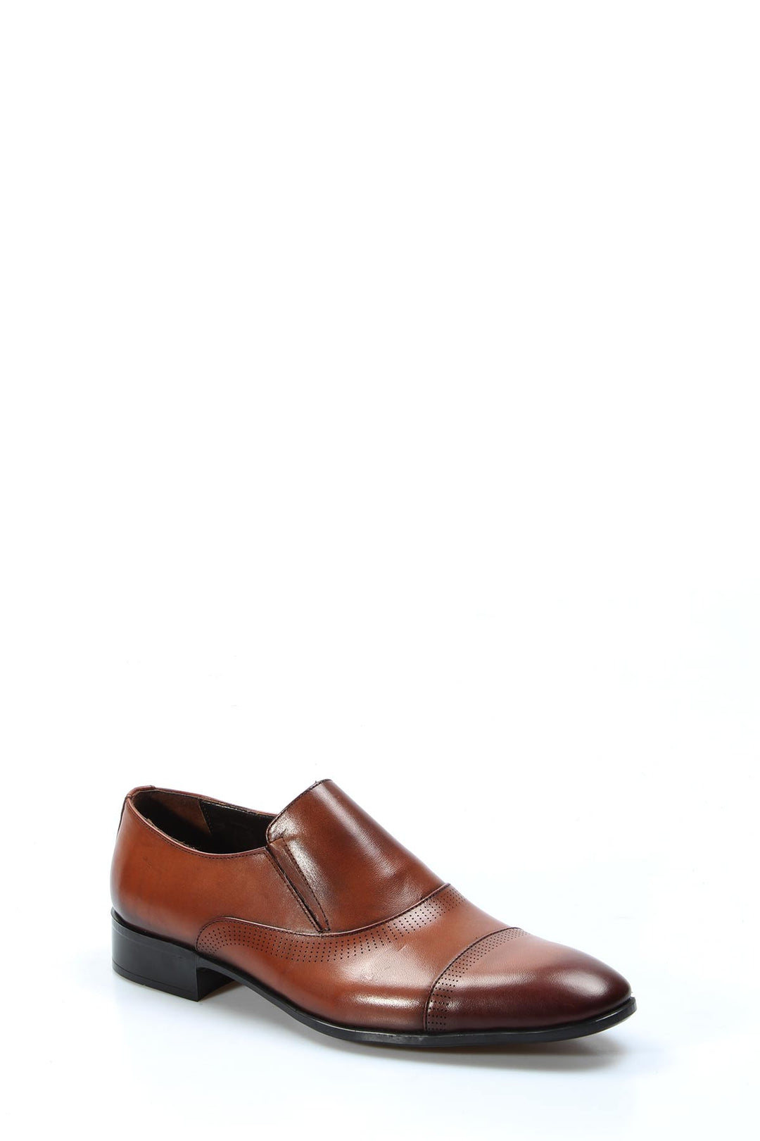 Men's Brown Leather Cap Toe Dress Shoes-Wessi