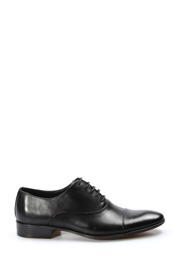 Men's Black Leather Cap Toe Oxfords-Wessi