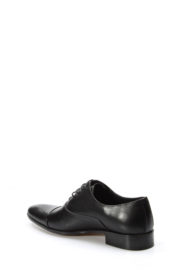 Men's Black Leather Cap Toe Oxfords-Wessi