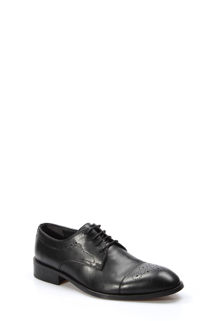 Men's Black Leather Oxford Dress Shoes - Wessi