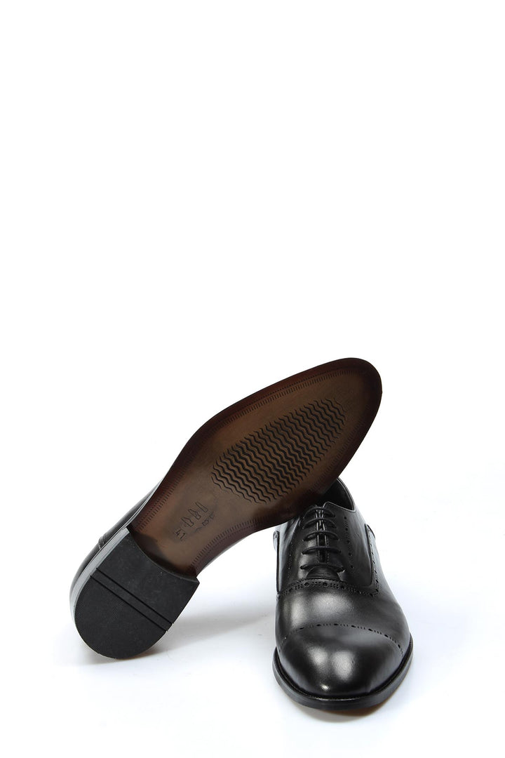 Men's Black Leather Oxford Shoes with Brogue Detailing - Wessi