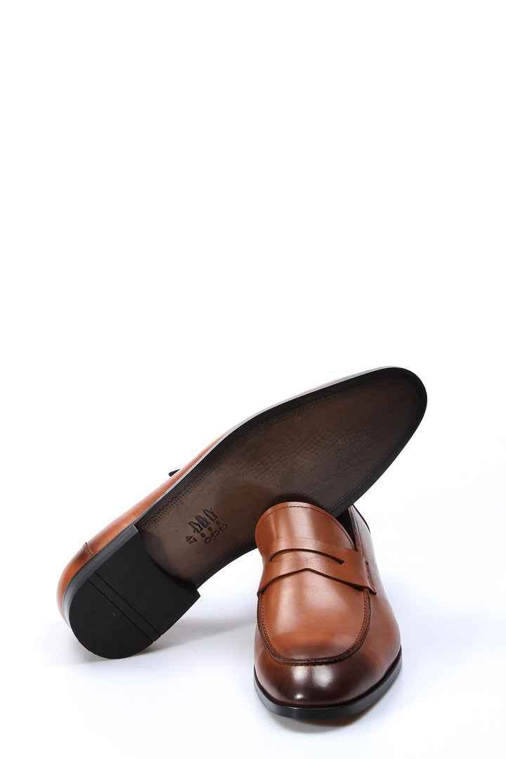 Tan Leather Penny Loafers-Wessi