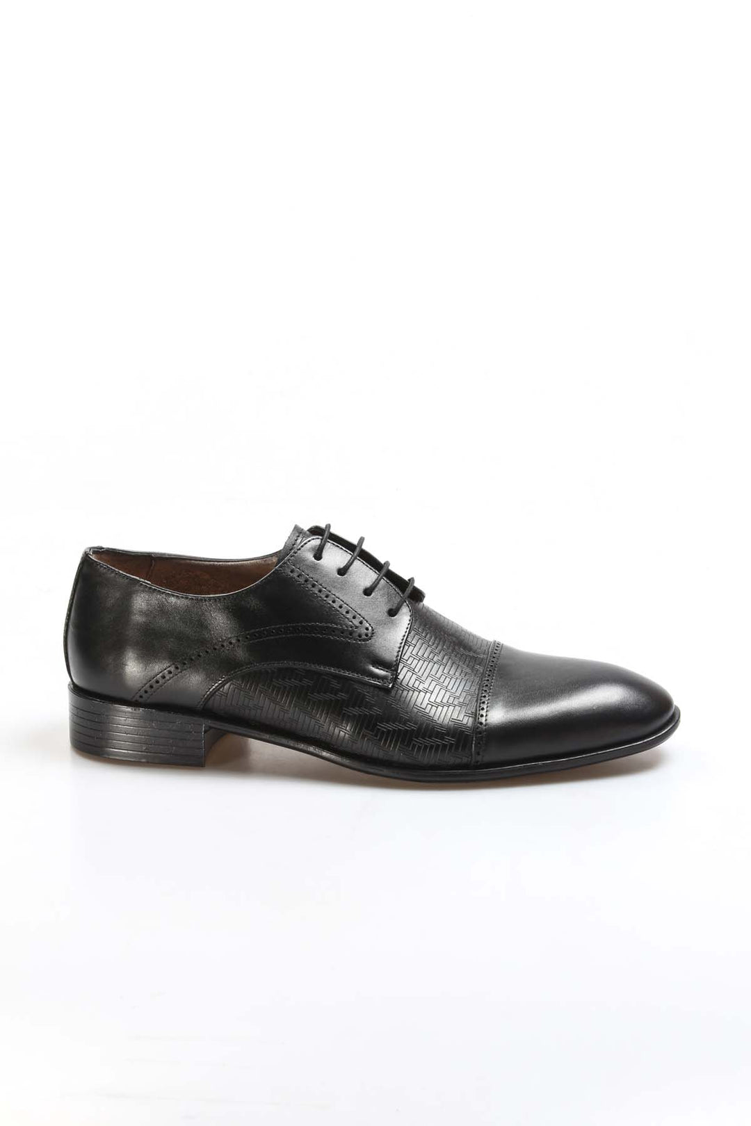 Men's Black Embossed Leather Oxfords-Wessi