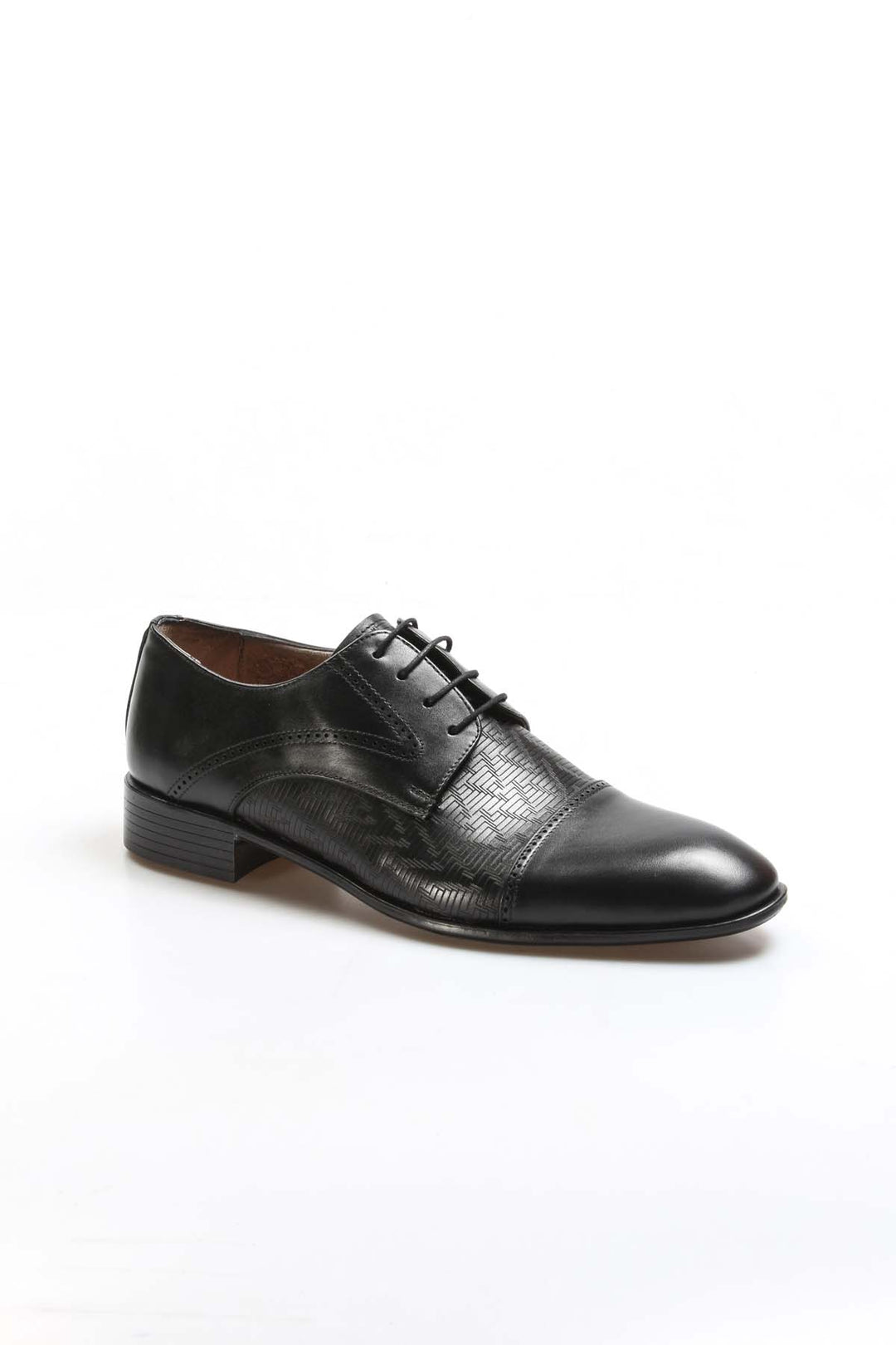 Men's Black Embossed Leather Oxfords-Wessi