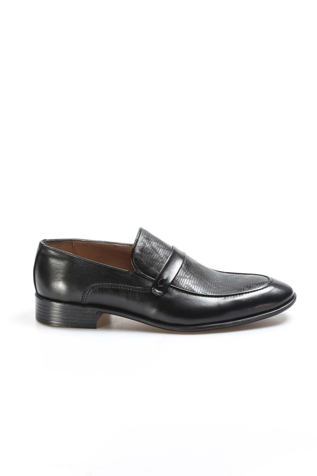 Men's Black Leather Dress Loafers-Wessi