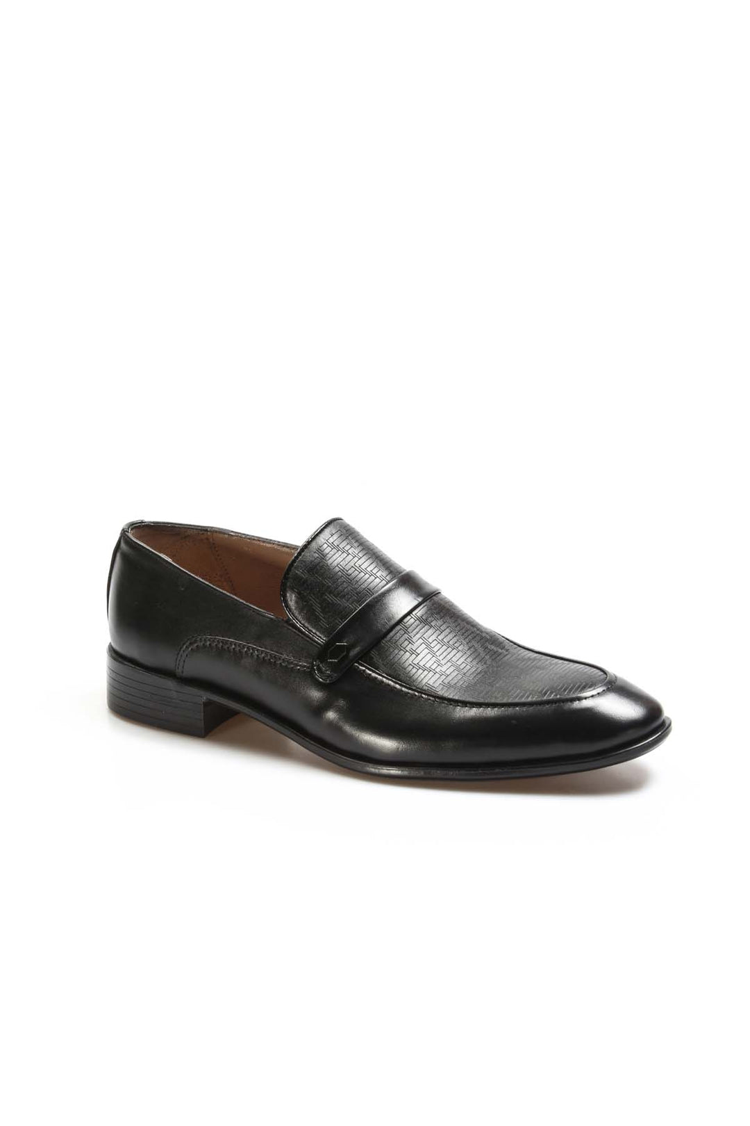 Men's Black Leather Dress Loafers-Wessi