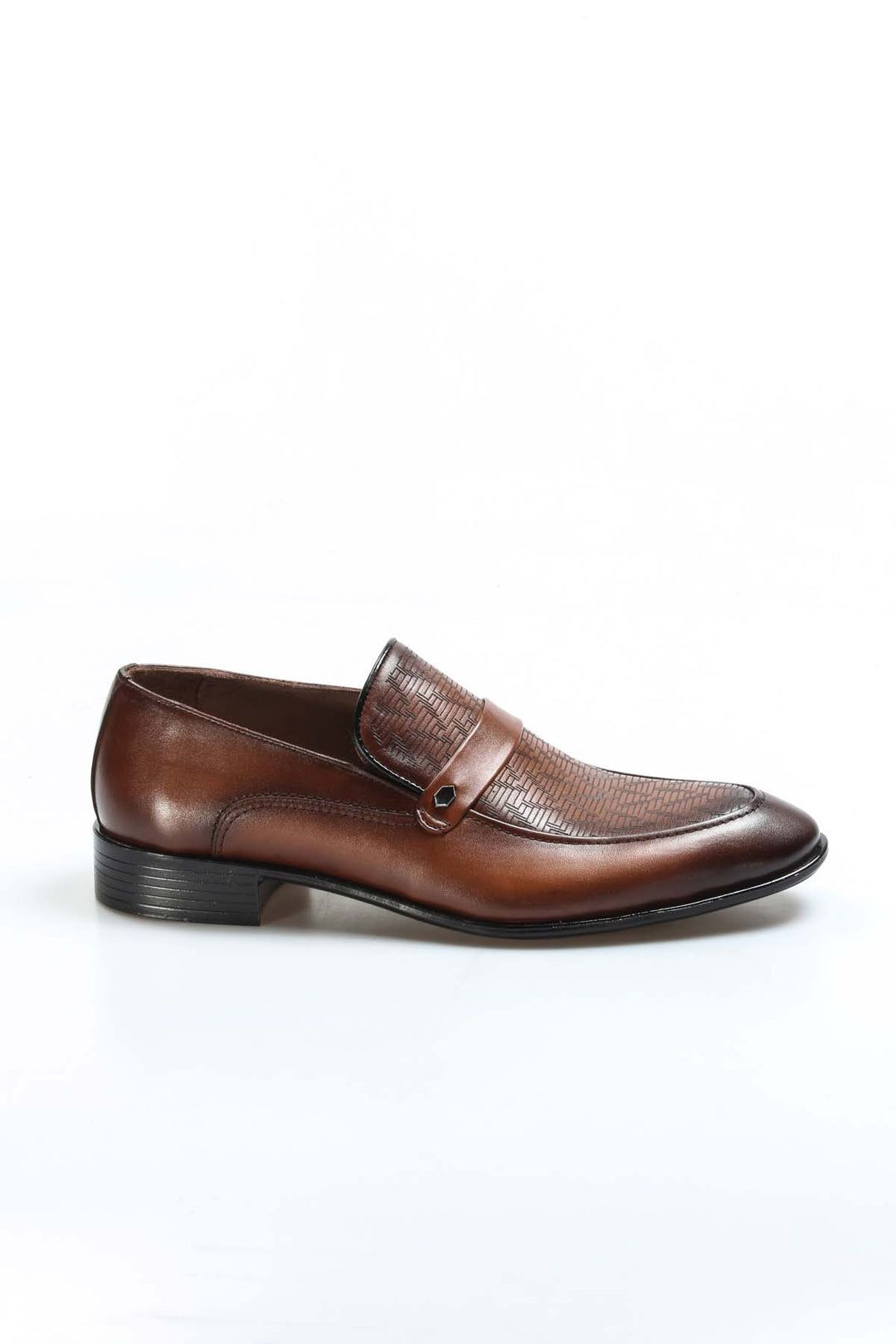 Men's Brown Leather Dress Loafers-Wessi