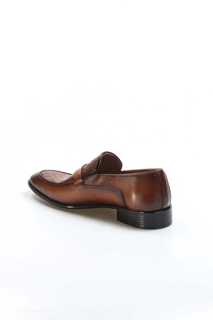 Men's Brown Leather Dress Loafers-Wessi