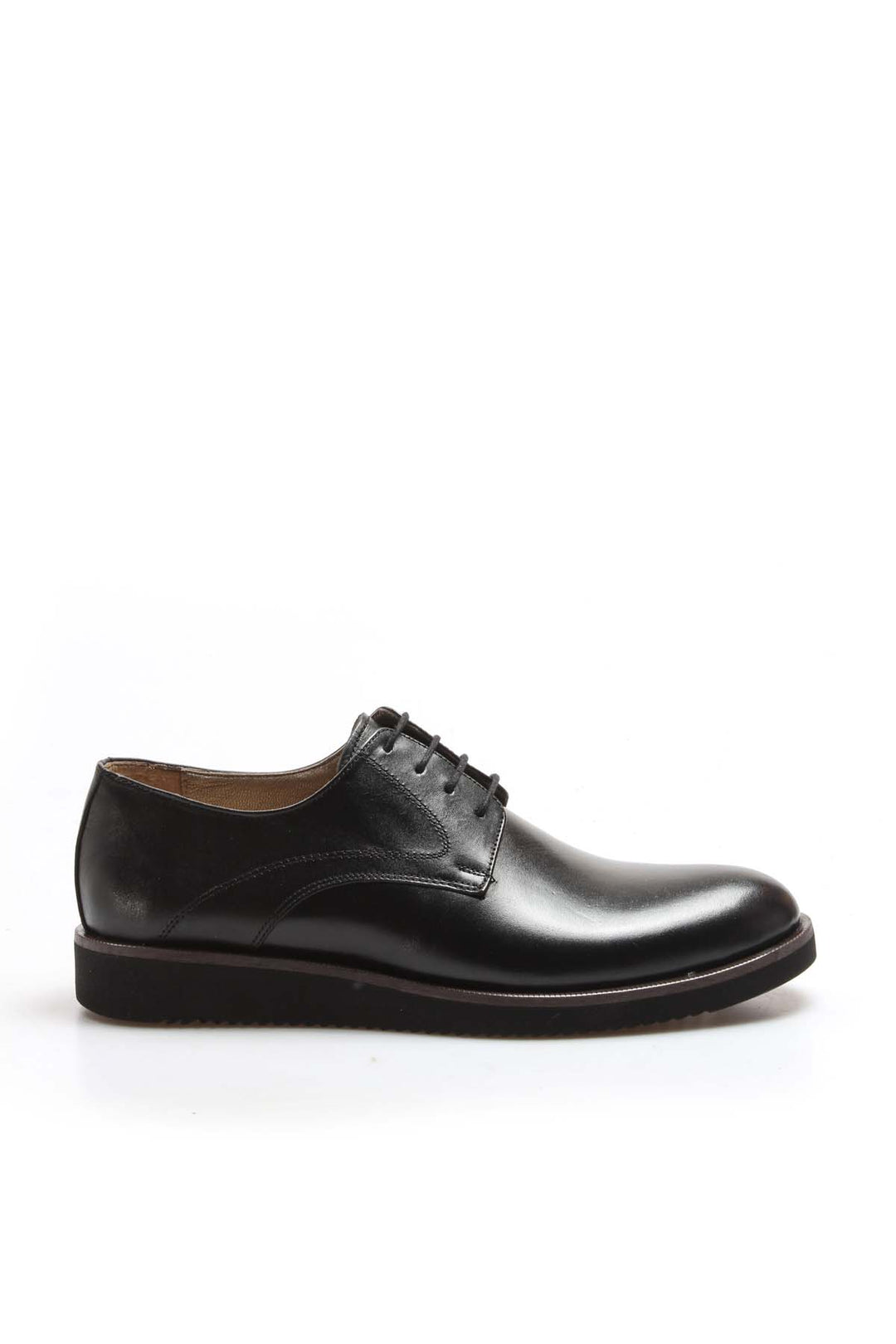 Men's Black Leather Derby Shoes-Wessi