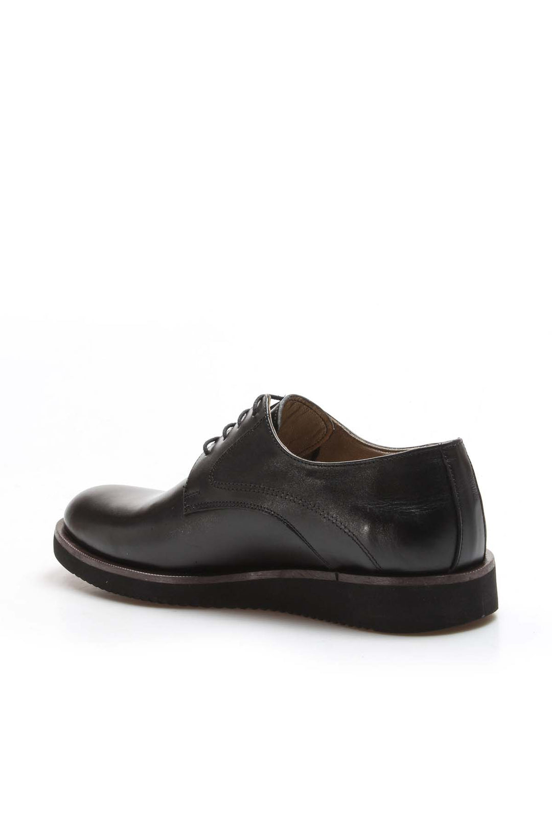 Men's Black Leather Derby Shoes-Wessi