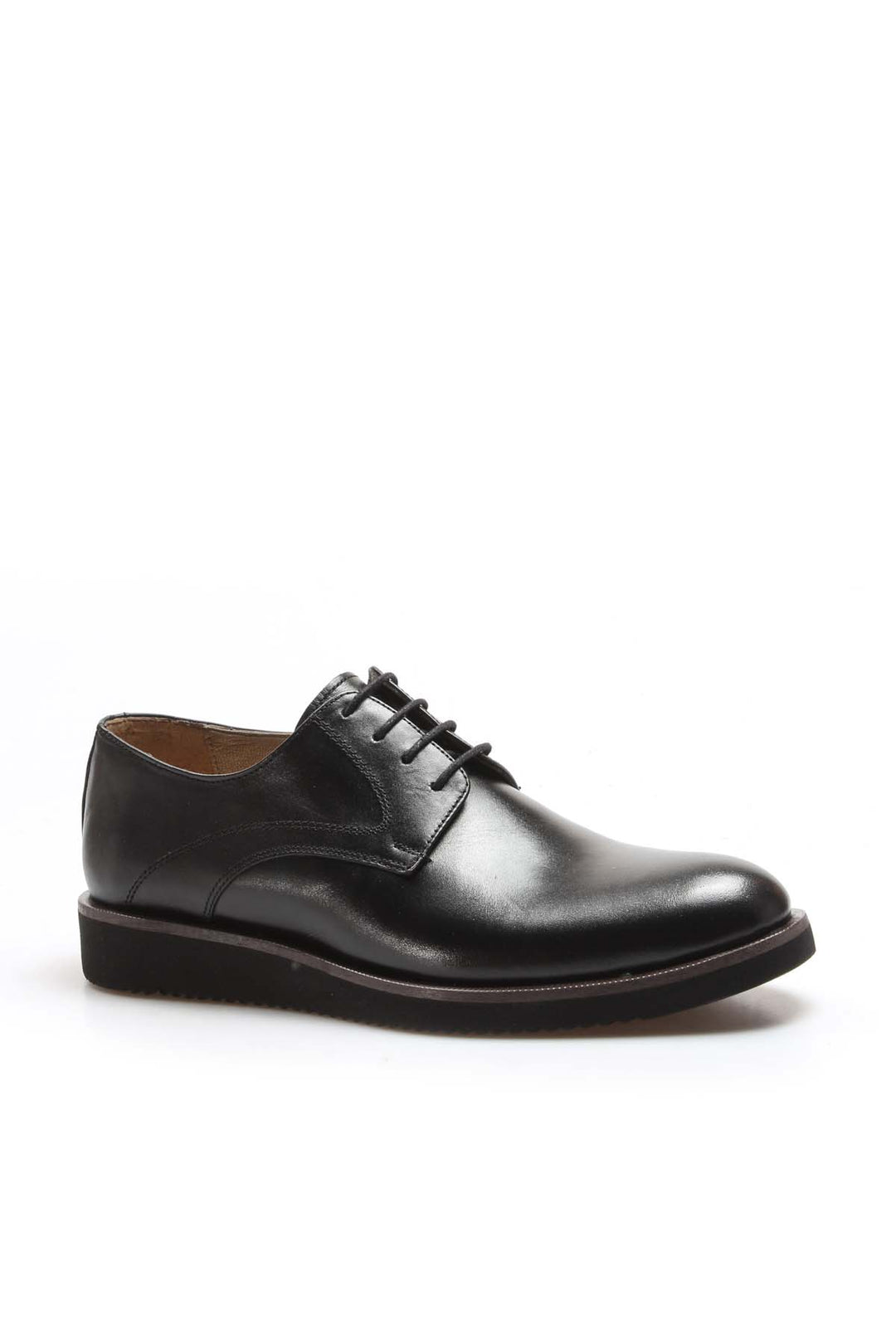 Men's Black Leather Derby Shoes-Wessi