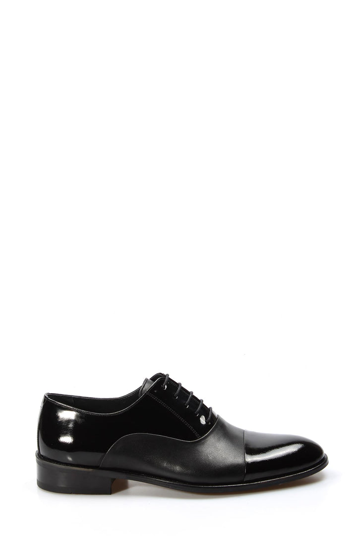 Men's Black Patent Leather Oxford Shoes with Sleek Cap Toe and Glossy Finish - Wessi