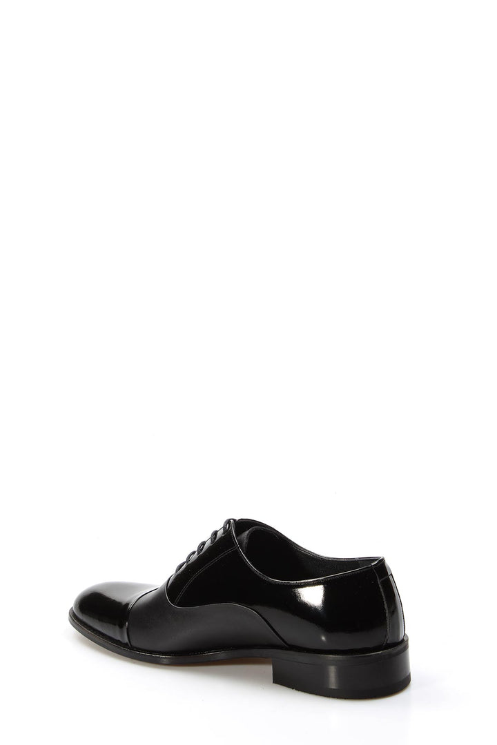 Men's Black Patent Leather Oxford Shoes with Sleek Cap Toe and Glossy Finish - Wessi