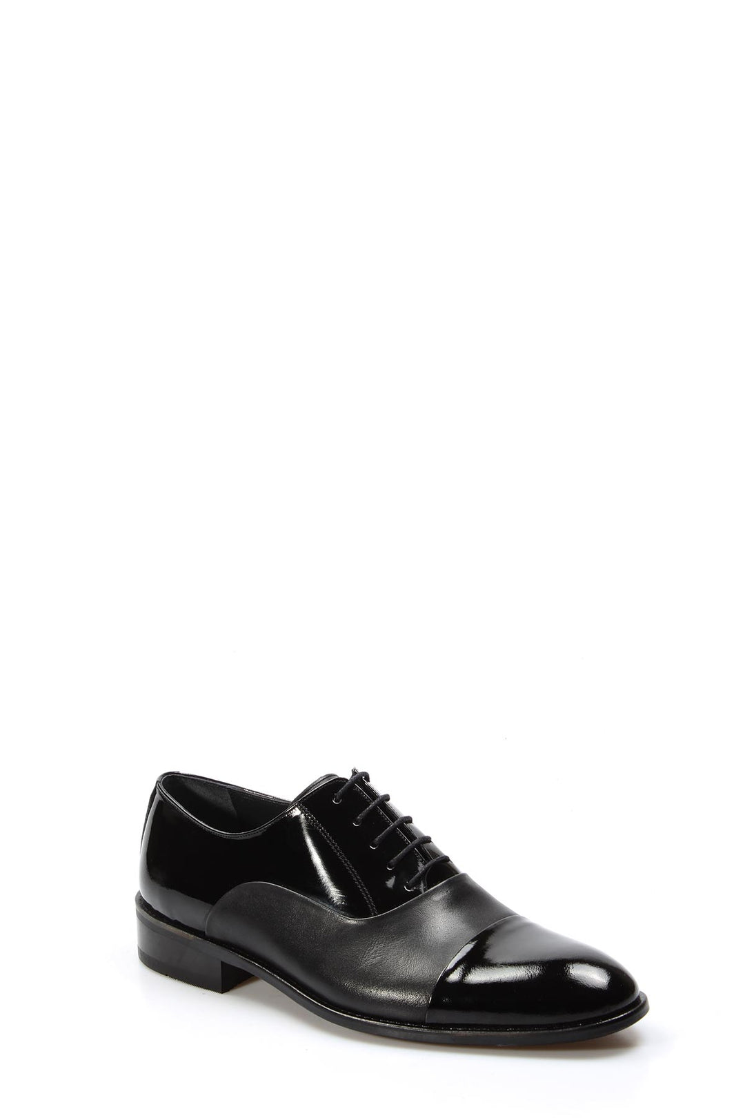 Men's Black Patent Leather Oxford Shoes with Sleek Cap Toe and Glossy Finish - Wessi