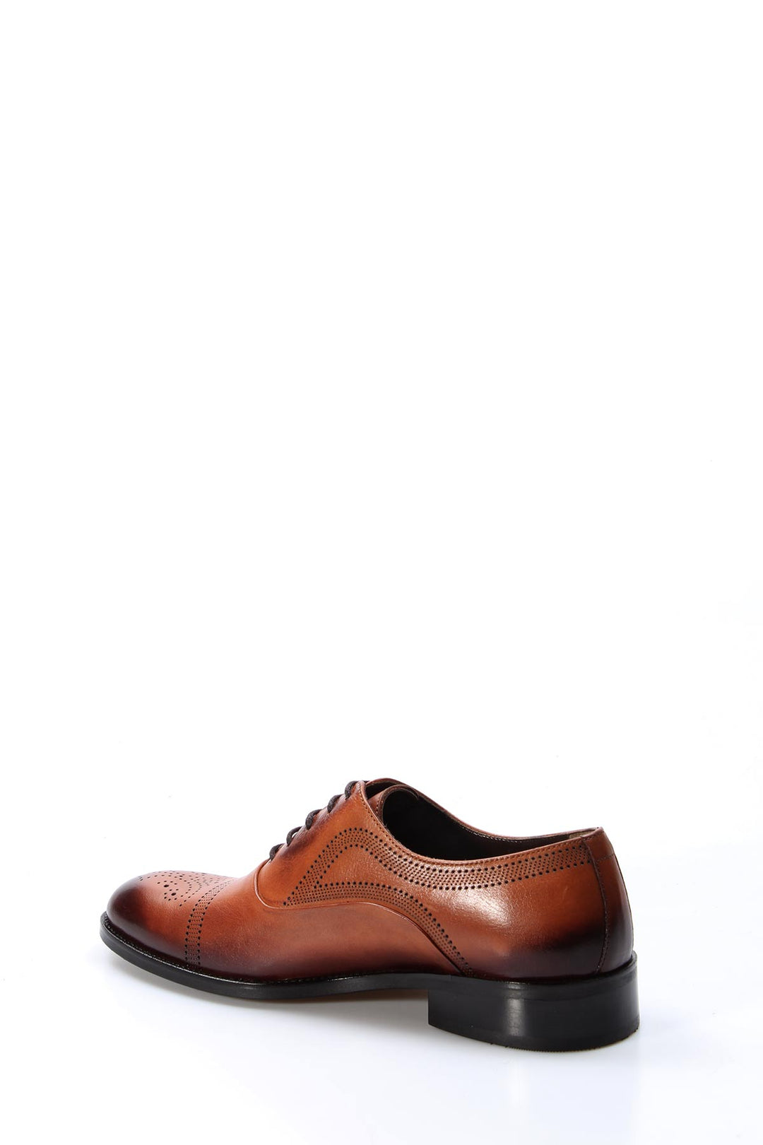 Men's Brown Leather Oxford Shoes with Perforated Detailing - Wessi