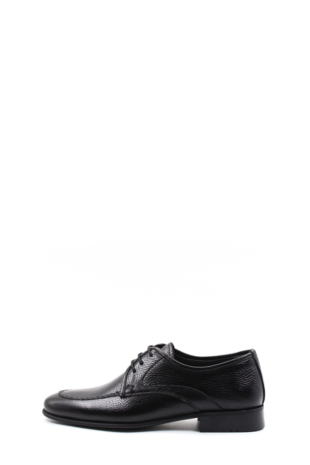 Men's Black Textured Leather Lace-Up Derby Shoes with Sleek Design - Wessi