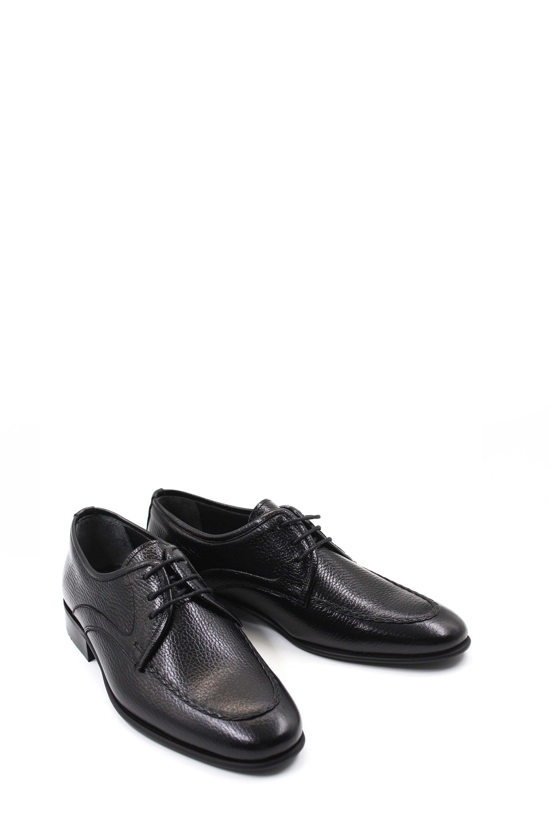 Men's Black Textured Leather Lace-Up Derby Shoes with Sleek Design - Wessi