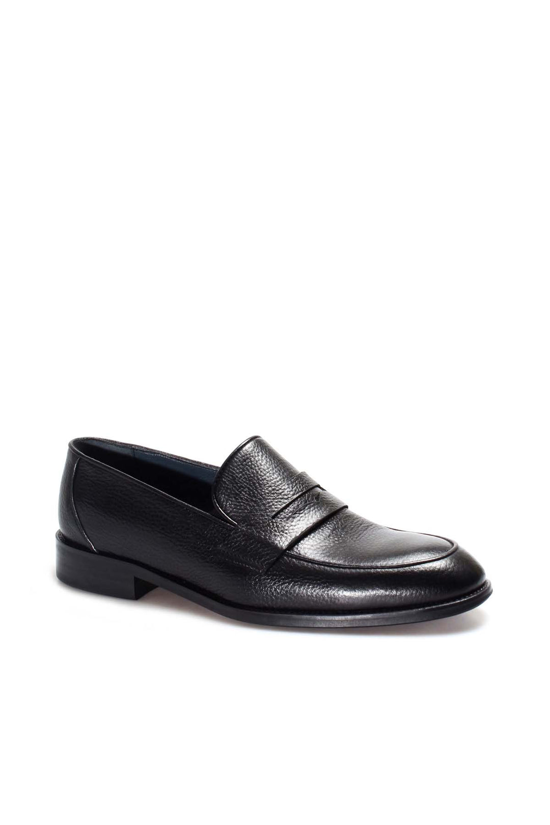 Black Textured Leather Loafers Wessi