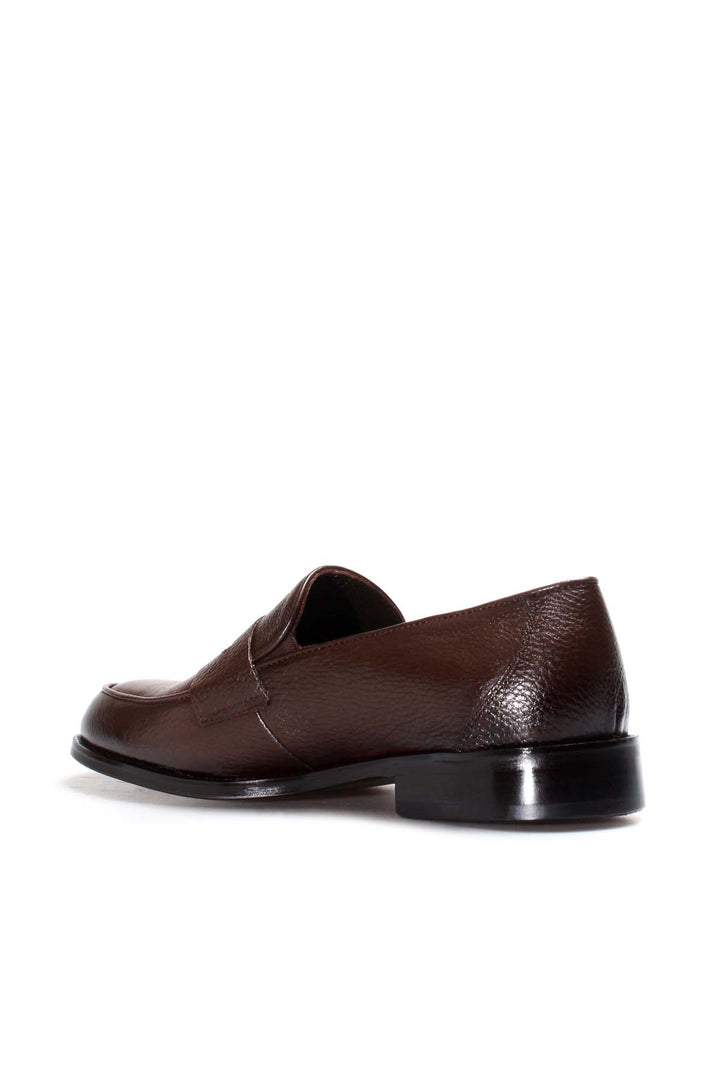 Men's Brown Leather Penny Loafers-Wessi