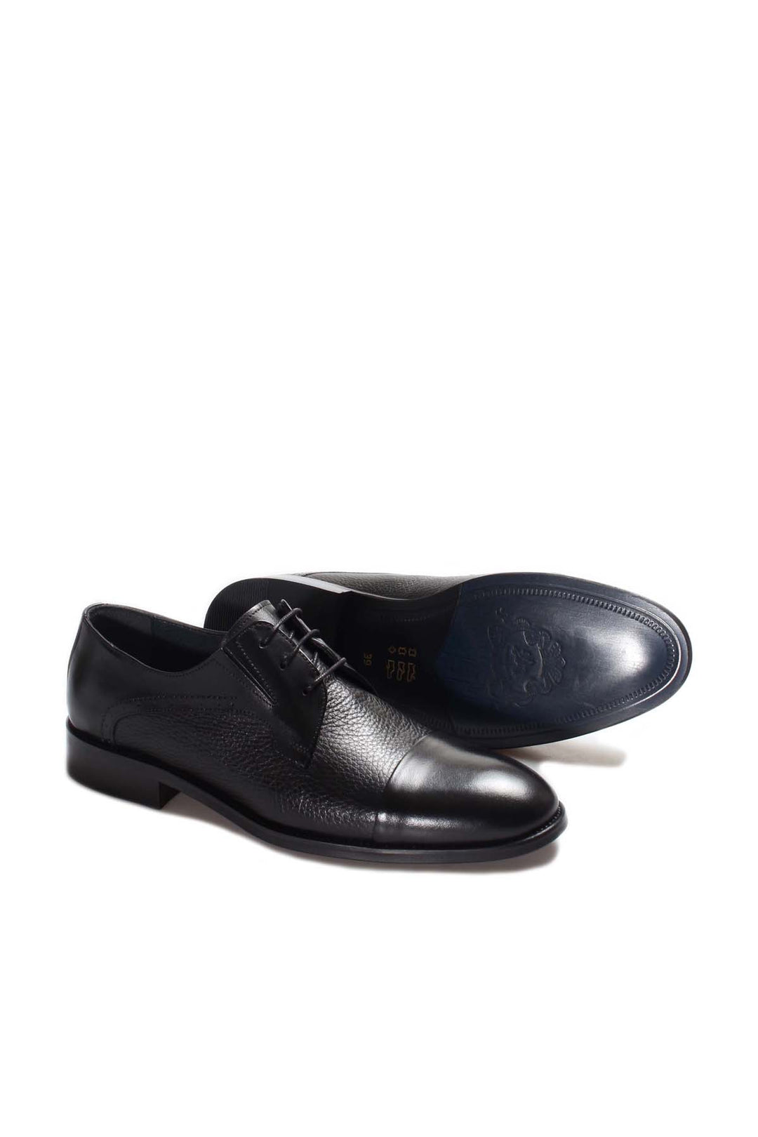 Black Leather Cap-Toe Derby Wessi