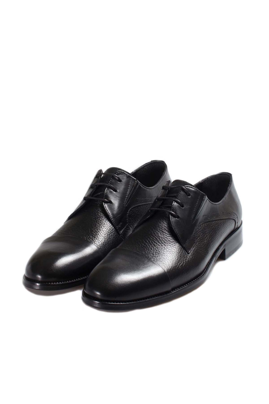 Black Leather Cap-Toe Derby Wessi