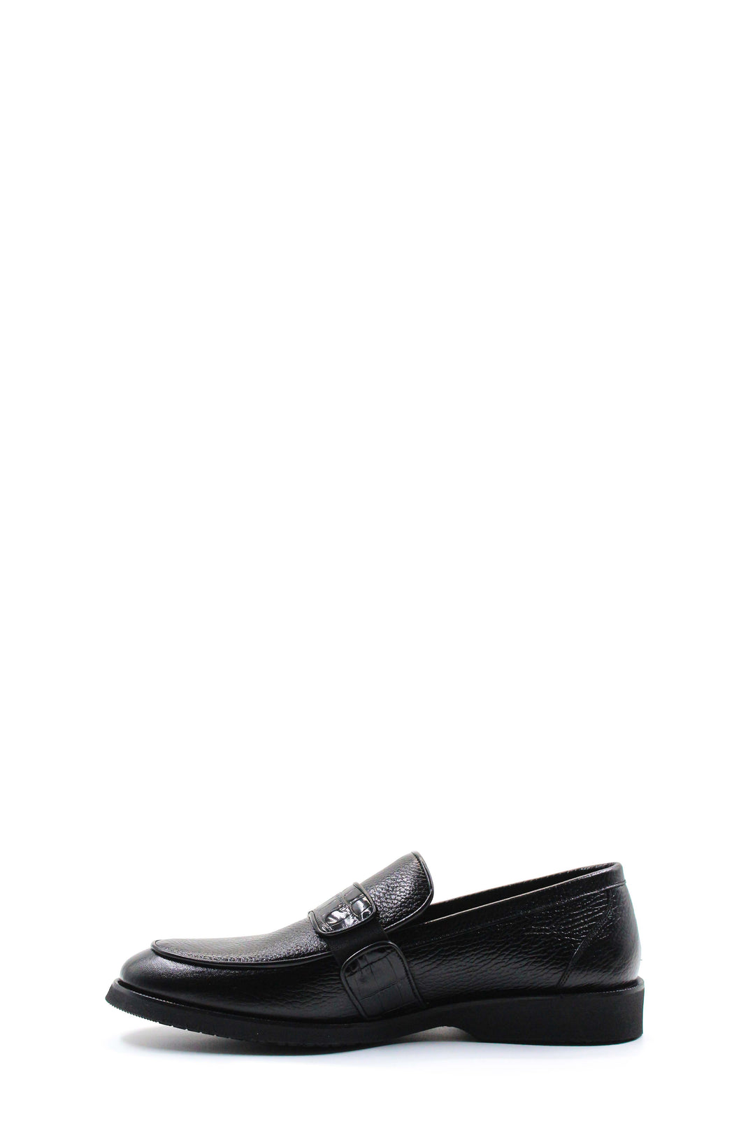 Men's Black Leather Formal Loafers-Wessi