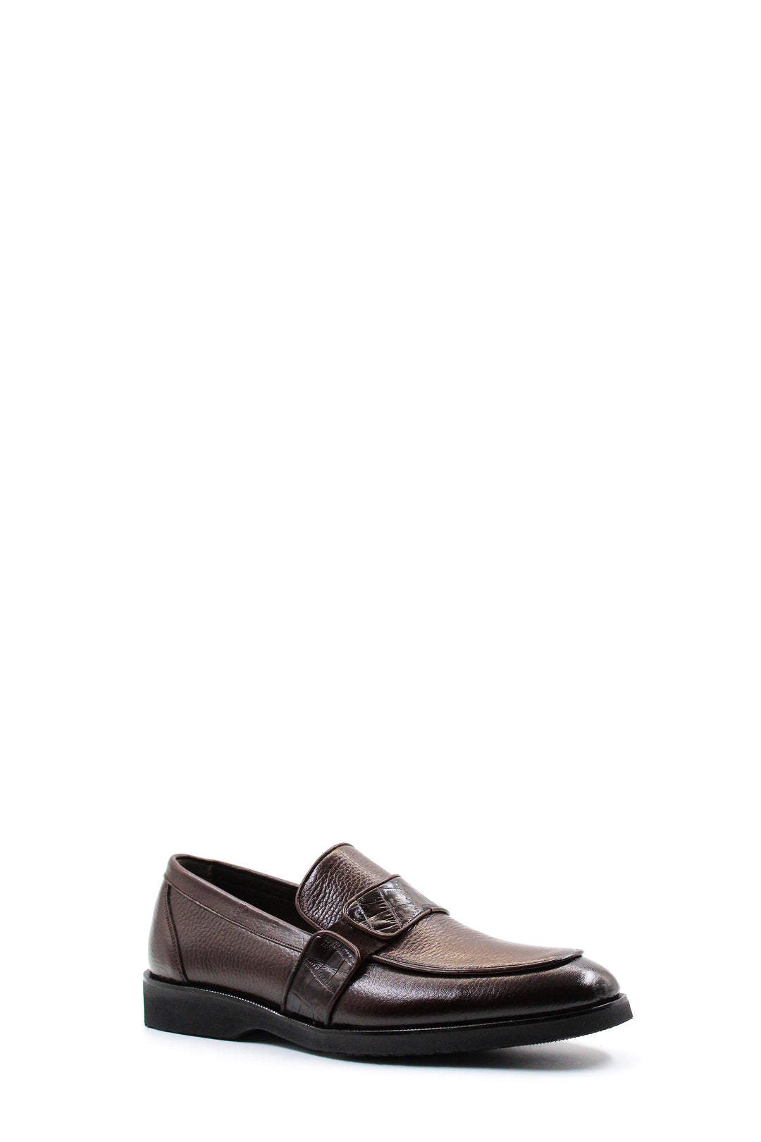 Men's Brown Leather Formal Loafers-Wessi