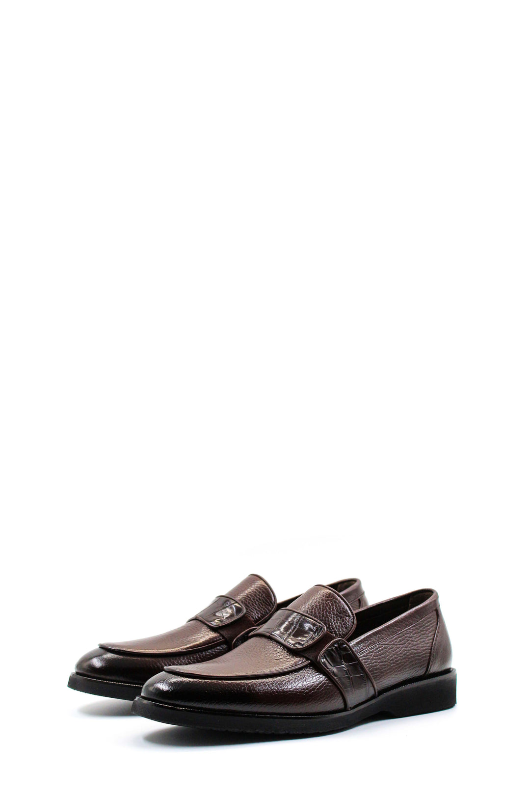 Men's Brown Leather Formal Loafers-Wessi