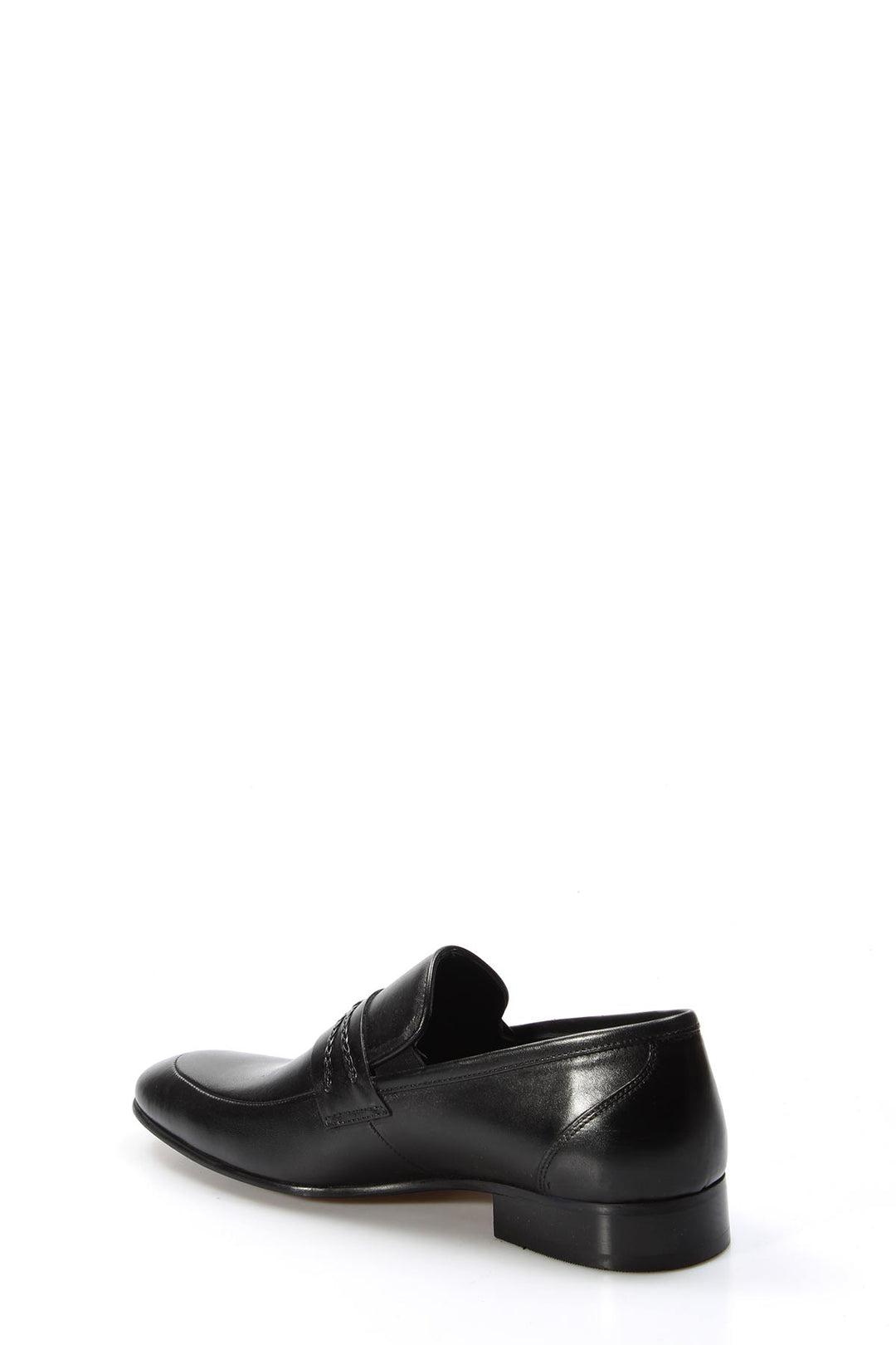 Men's Black Leather Slip-On Loafers with Braided Strap Detail - Wessi