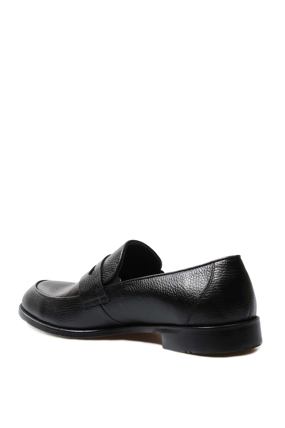 Men's Black Pebble Grain Leather Loafers - Wessi