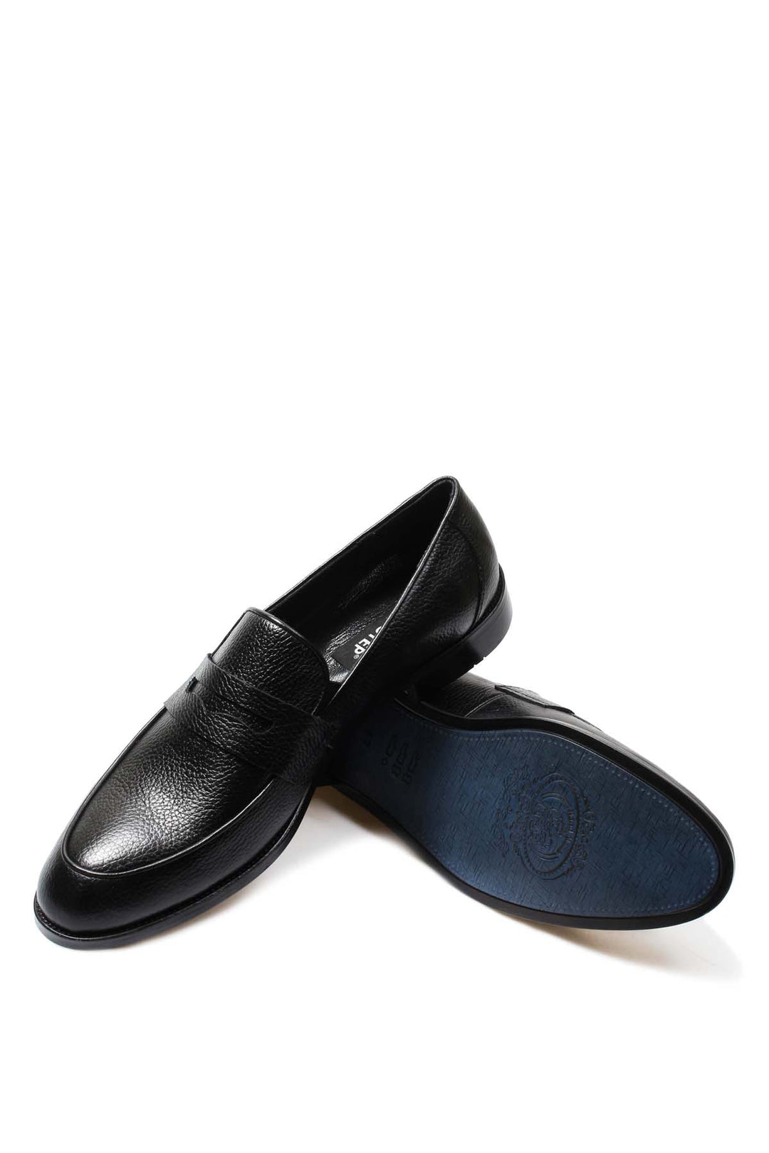 Men's Black Pebble Grain Leather Loafers - Wessi