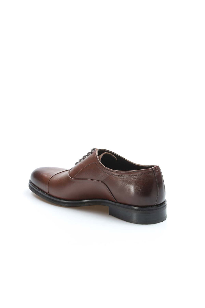 Men's Brown Leather Cap Toe Oxford Shoes - Wessi