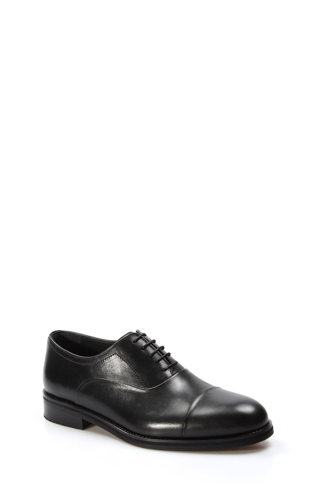 Men's Black Leather Cap-Toe Oxford Shoes - Wessi