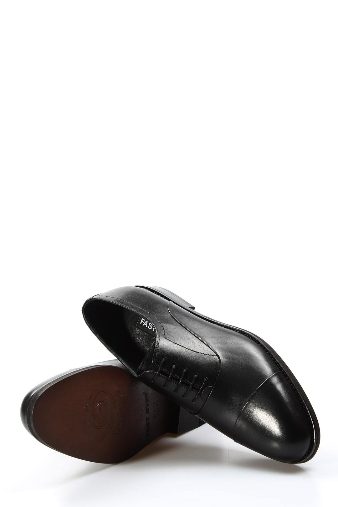 Men's Black Leather Cap-Toe Oxford Shoes - Wessi