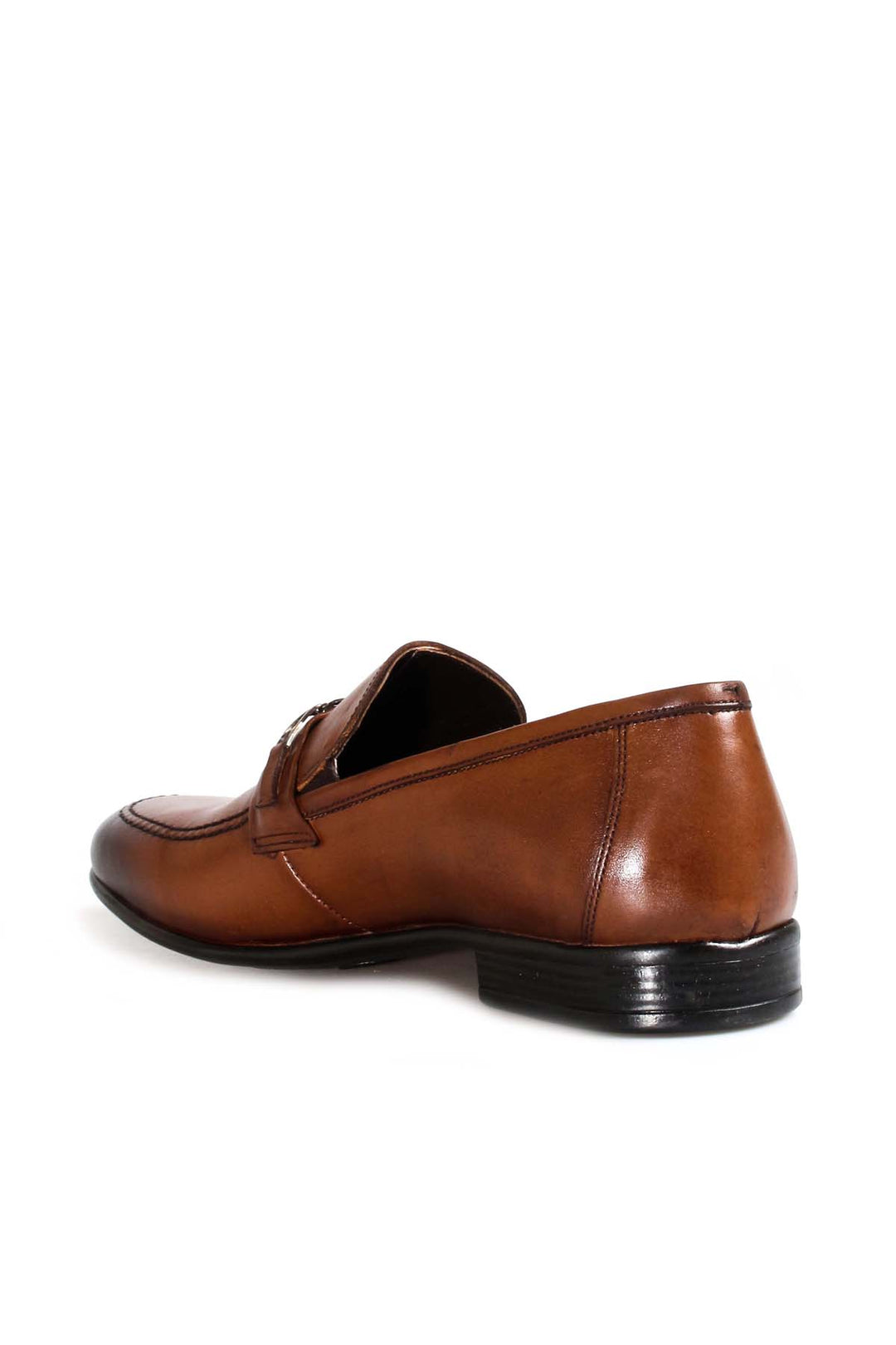 Men's Brown Leather Loafers with Metal Bit Detail - Wessi