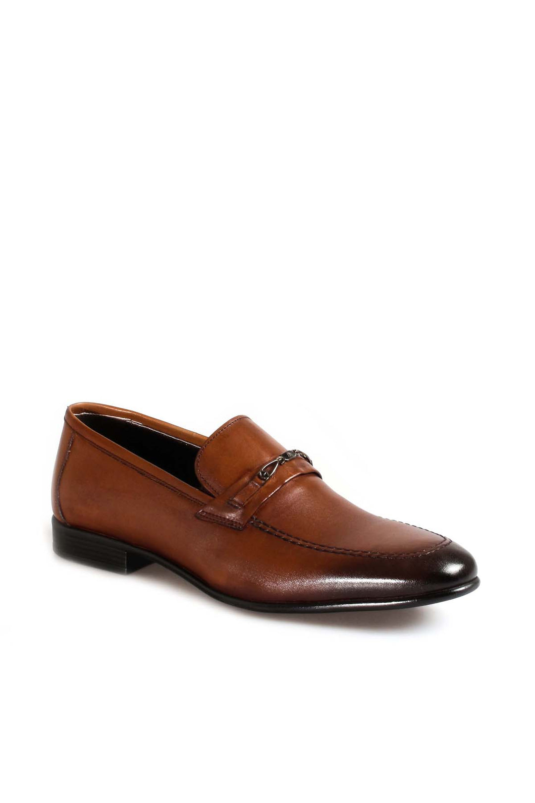 Men's Brown Leather Loafers with Metal Bit Detail - Wessi