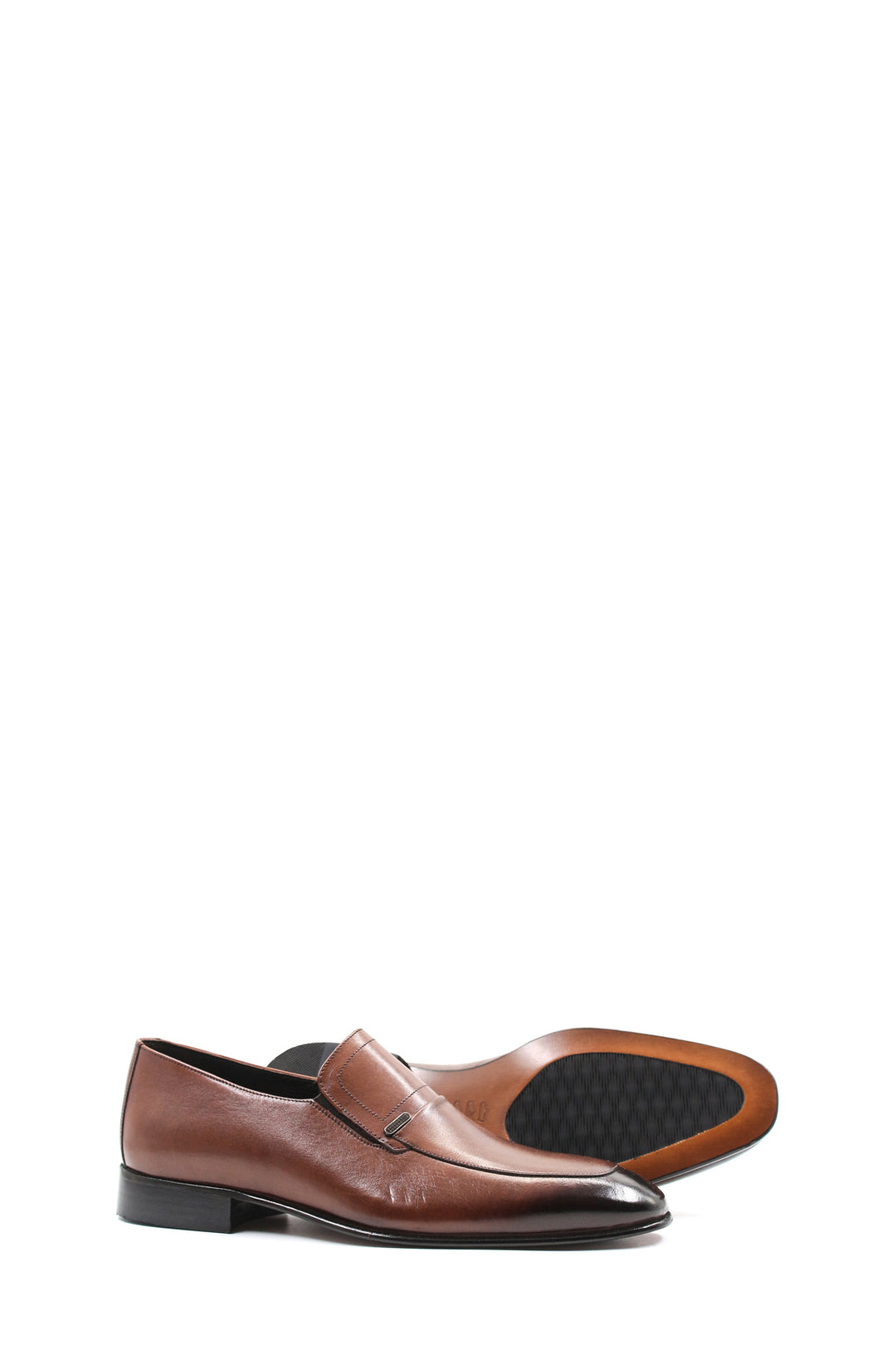 Men's Brown Leather Penny Loafers-Wessi